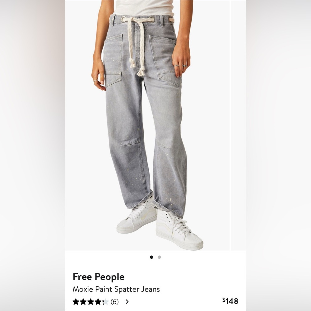 Free People We the Free Moxie Barrel Paint Spatter Jeans